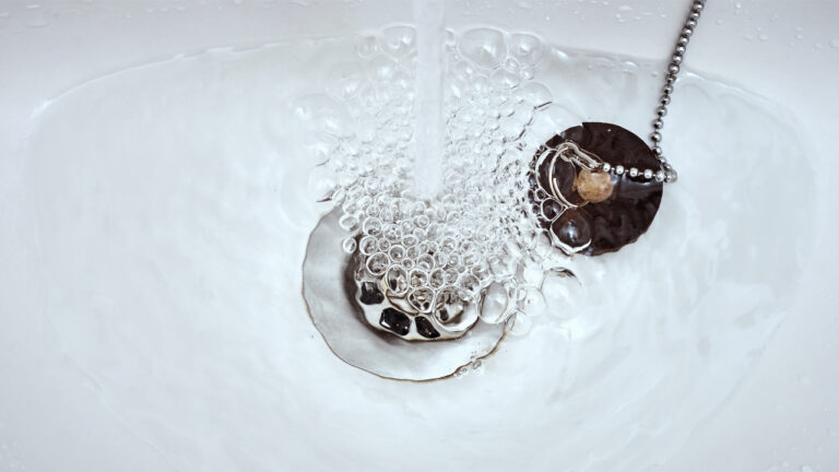 water draining in sink