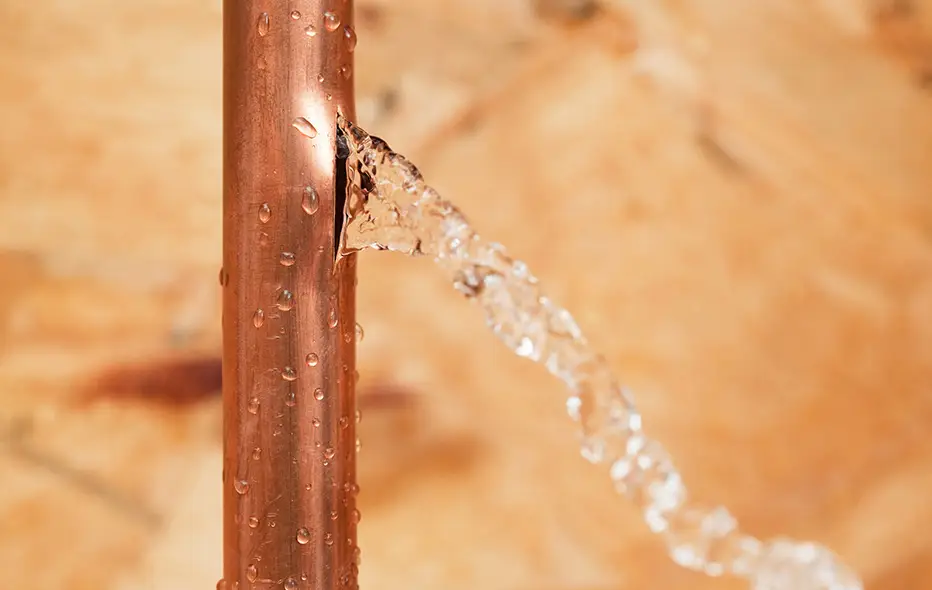 Busted copper pipe